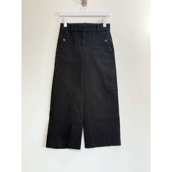 J.Crew Cropped Wide Leg Pant In Black Size 0 - Picture 1 of 5